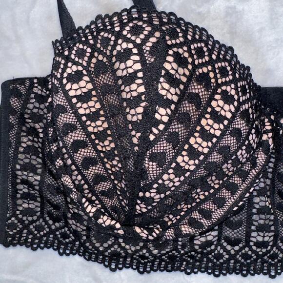 Adore Me Bra 38C Black Beige Nymphadora Contour Balconette Underwire - Picture 5 of 9